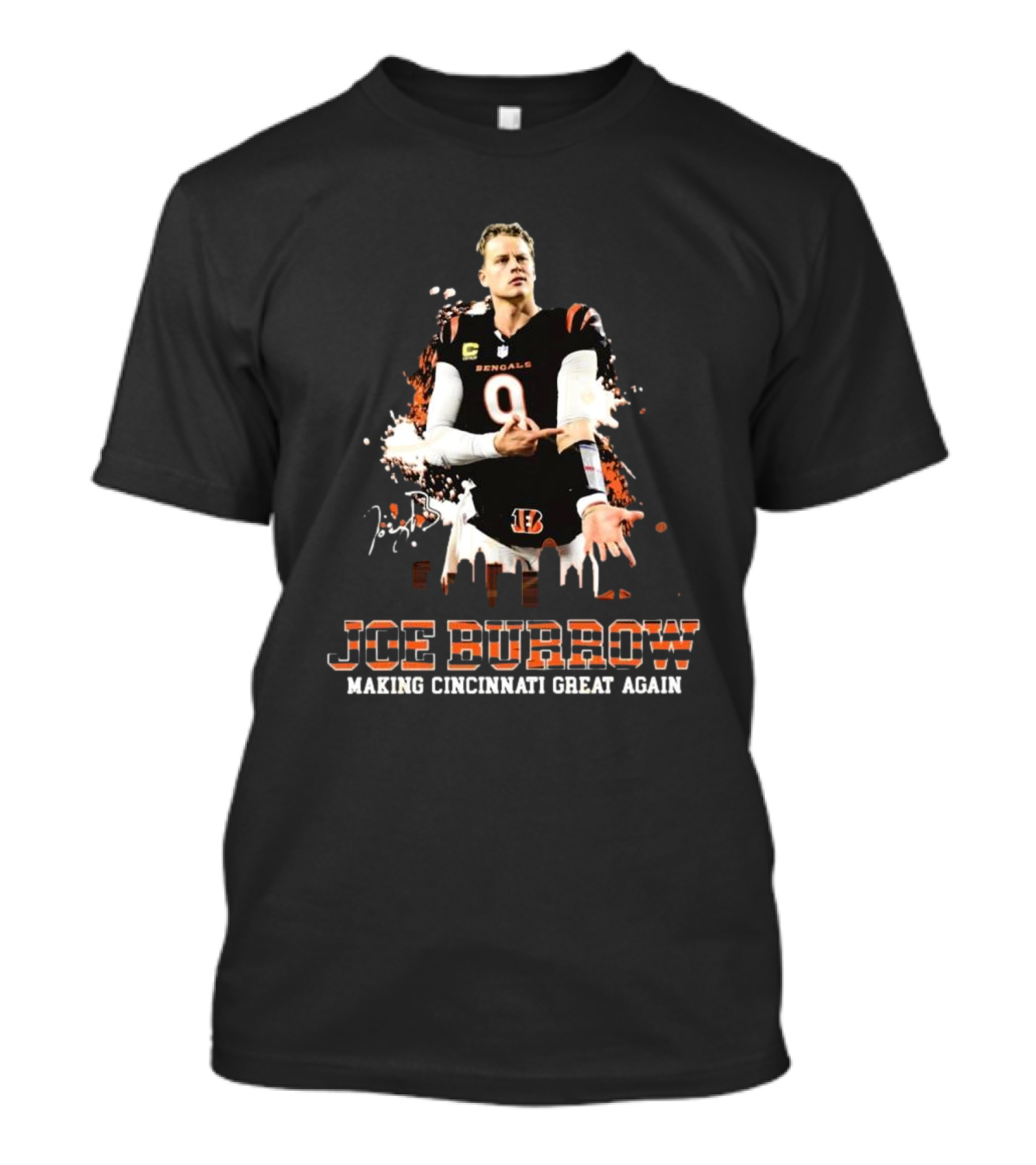 Joe Burrow Cincinnati Bengals Making Cincinnati Great Again Skyline Signature T-Shirt