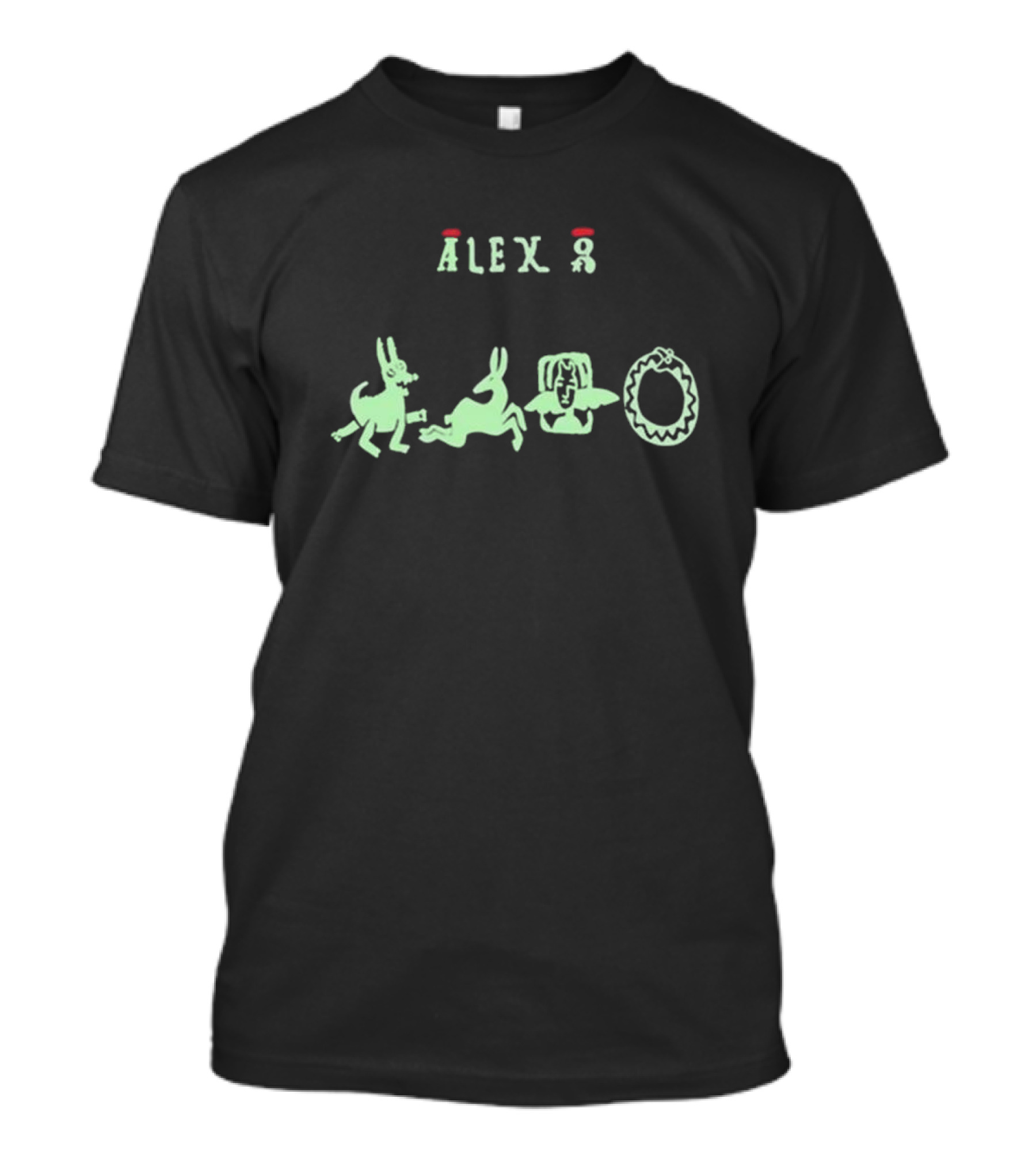 Sandyalexg Alex G Story Alex G With Green Animal And Face Symbols T-Shirt