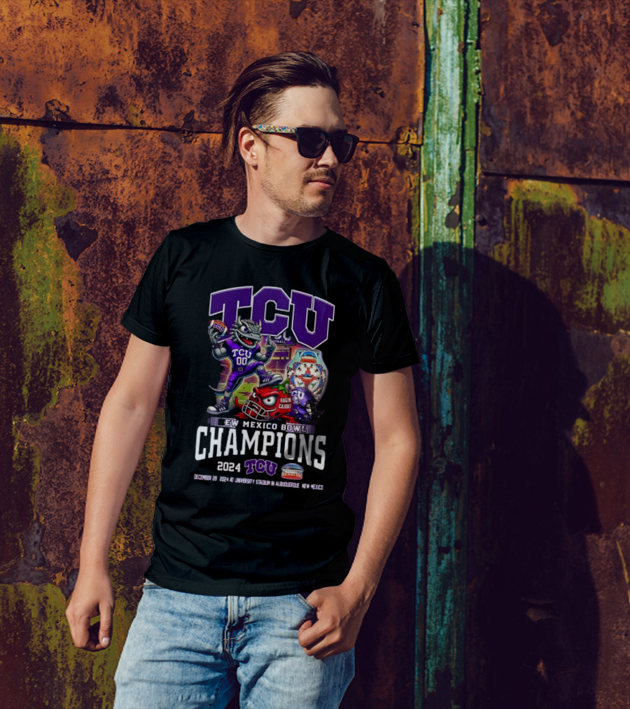 TCU Horned Frogs 2024 New Mexico Bowl Champions December 28 Mascot Showdown With Ragin Cajuns T-Shirt