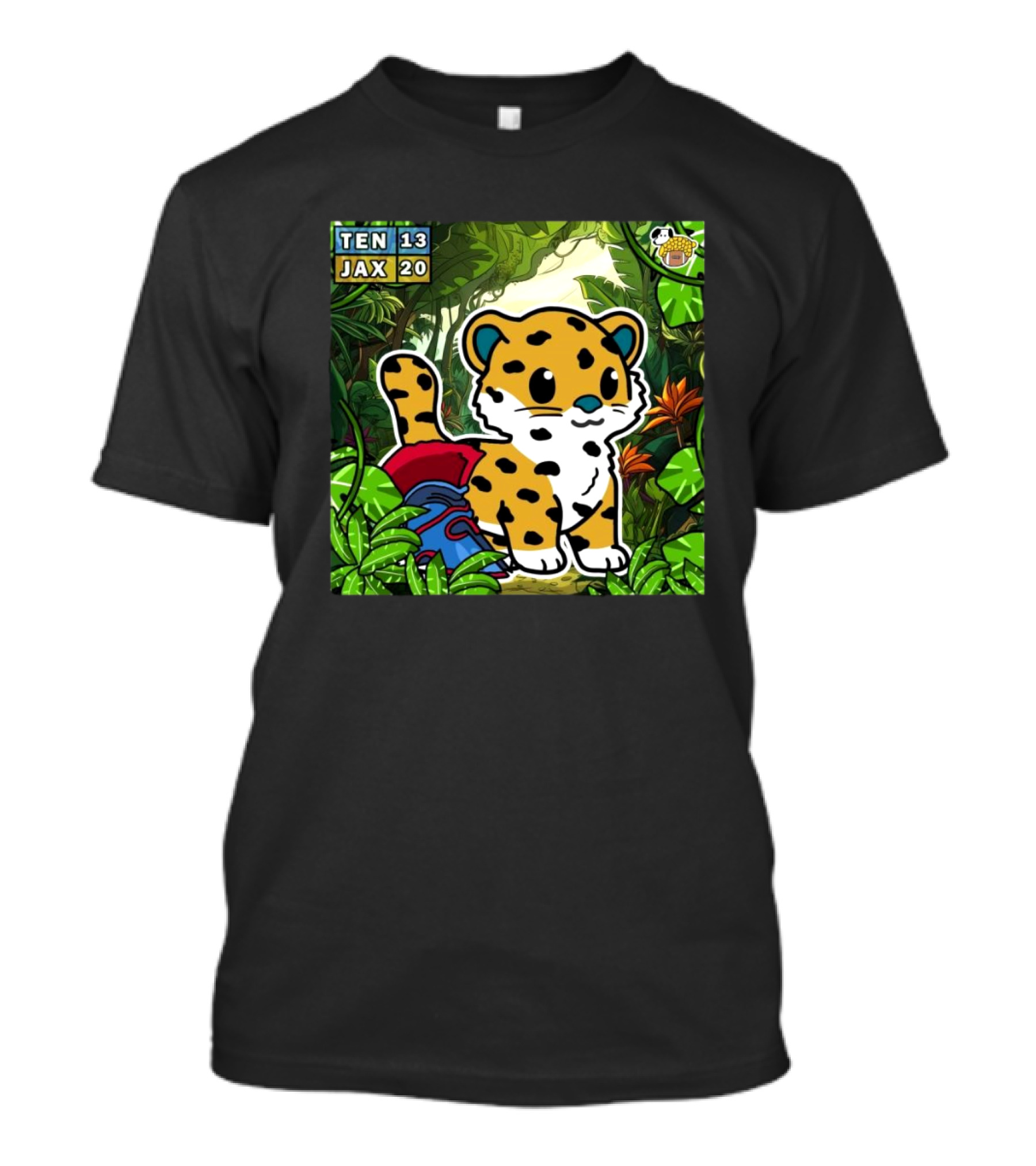 TEN 13 JAX 20 Jungle Pounce Cartoon Jaguars Victory Over Titans T-Shirt