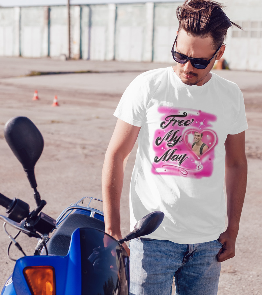 Keiajah Wearing Free My Man Luigi Mangione Heart T-Shirt