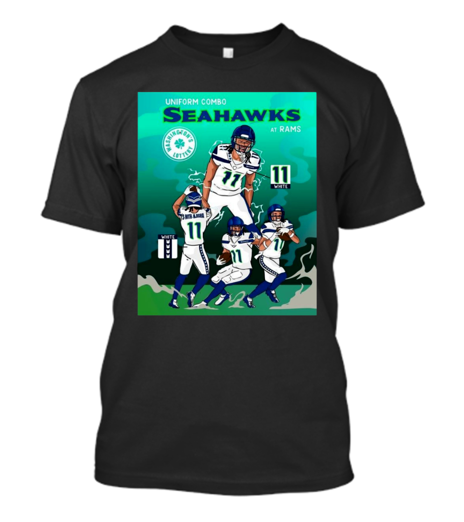 Uniform Combo Seattle Seahawks At Rams Washington’s Lottery White 11 T-Shirt