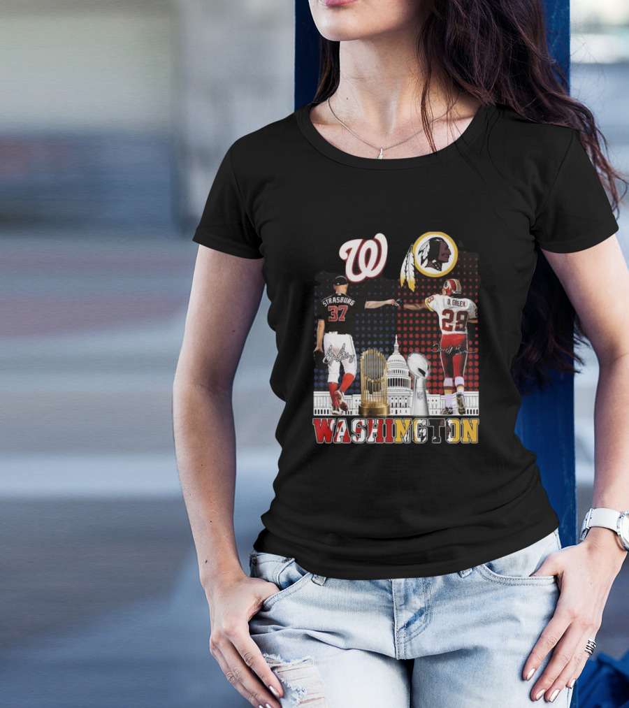Washington Commanders Redskins Legacy Strasburg Green Capitol Trophies T-Shirt