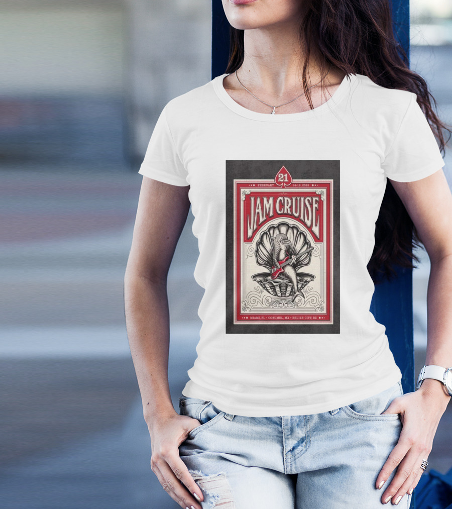 Jam Cruise 21 February 14-19 2025 Miami FL Cozumel MX Belize City BZ Music Festival With Guitar Playing Narwhal T-Shirt