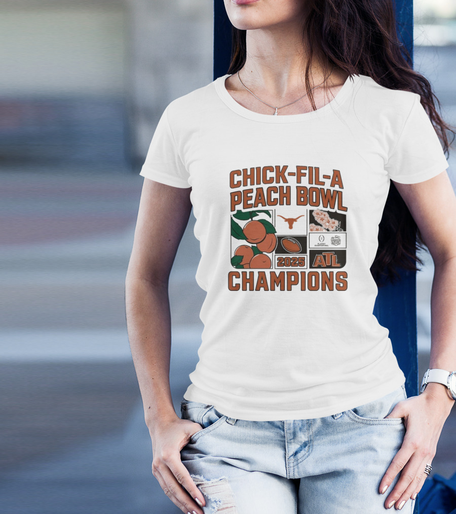 Texas Longhorns 2025 Chick-Fil-A Peach Bowl Champions College Football Playoff Quarterfinal Victory ATL T-Shirt