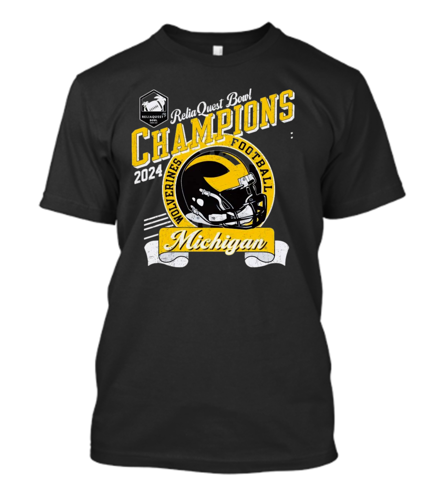 Michigan Wolverines Football 2024 Reliaquest Bowl Champions Helmet Vintage T-Shirt