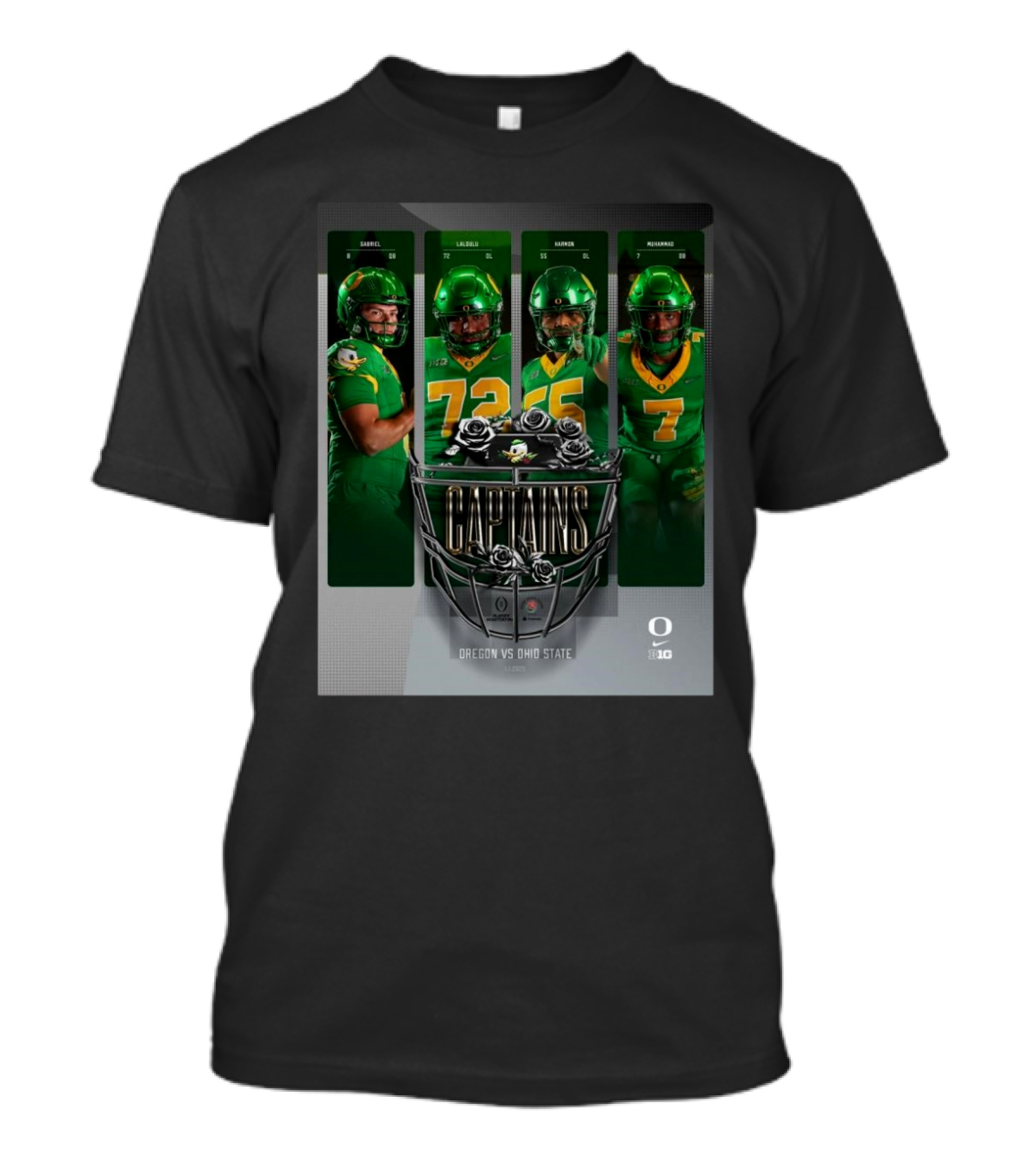 Oregon Ducks Vs Ohio State Rose Bowl 2025 Captains Go Ducks T-Shirt