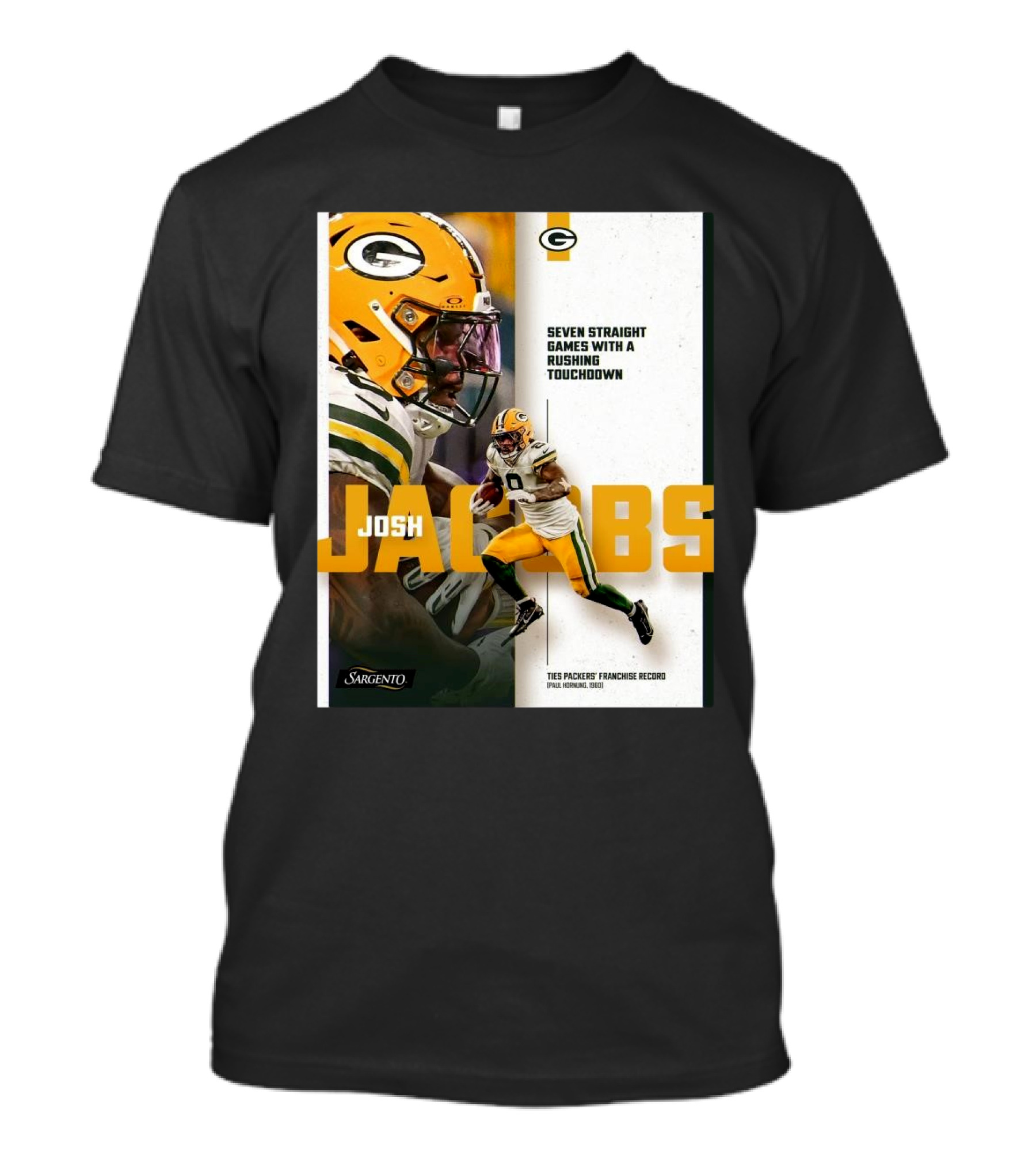 Green Bay Packers Josh Jacobs Franchise Record Seven Straight Games Rushing Touchdown T-Shirt