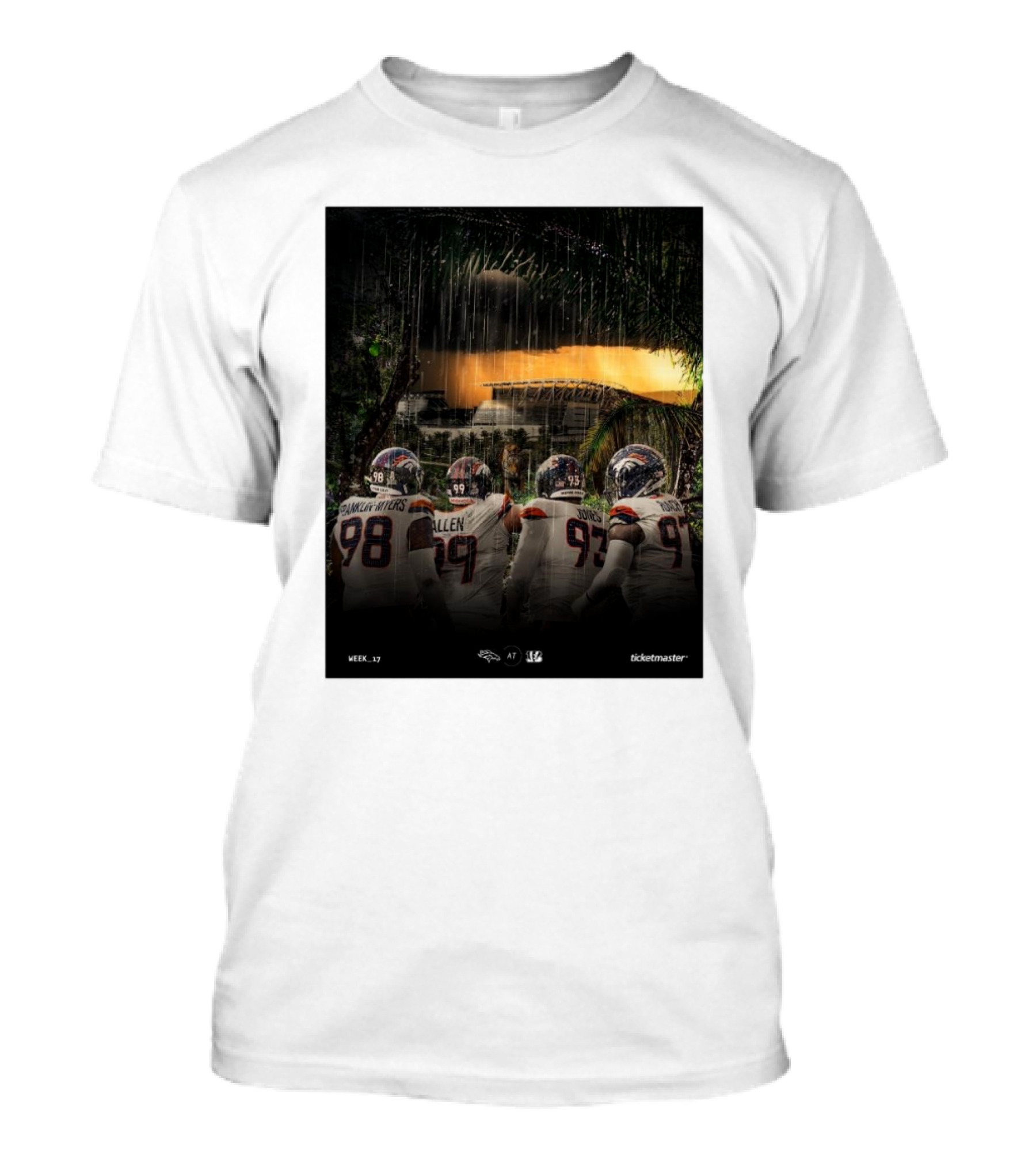 Week 17: Denver Broncos At Cincinnati Bengals Battle In The Jungle T-Shirt