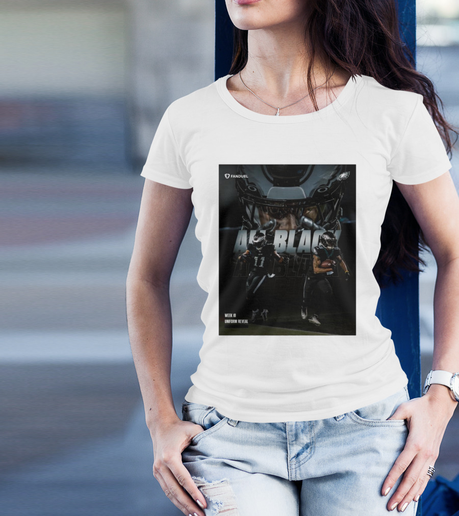 Philadelphia Eagles Fanduel All Black Week 18 Uniform Reveal T-Shirt