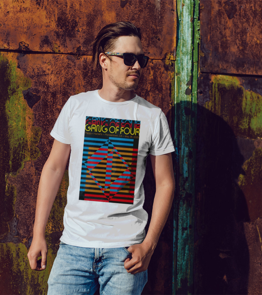 Gang Of Four May 26 2025 Pappy And Harriet's Pioneertown CA Psychedelic Geometric Tour T-Shirt