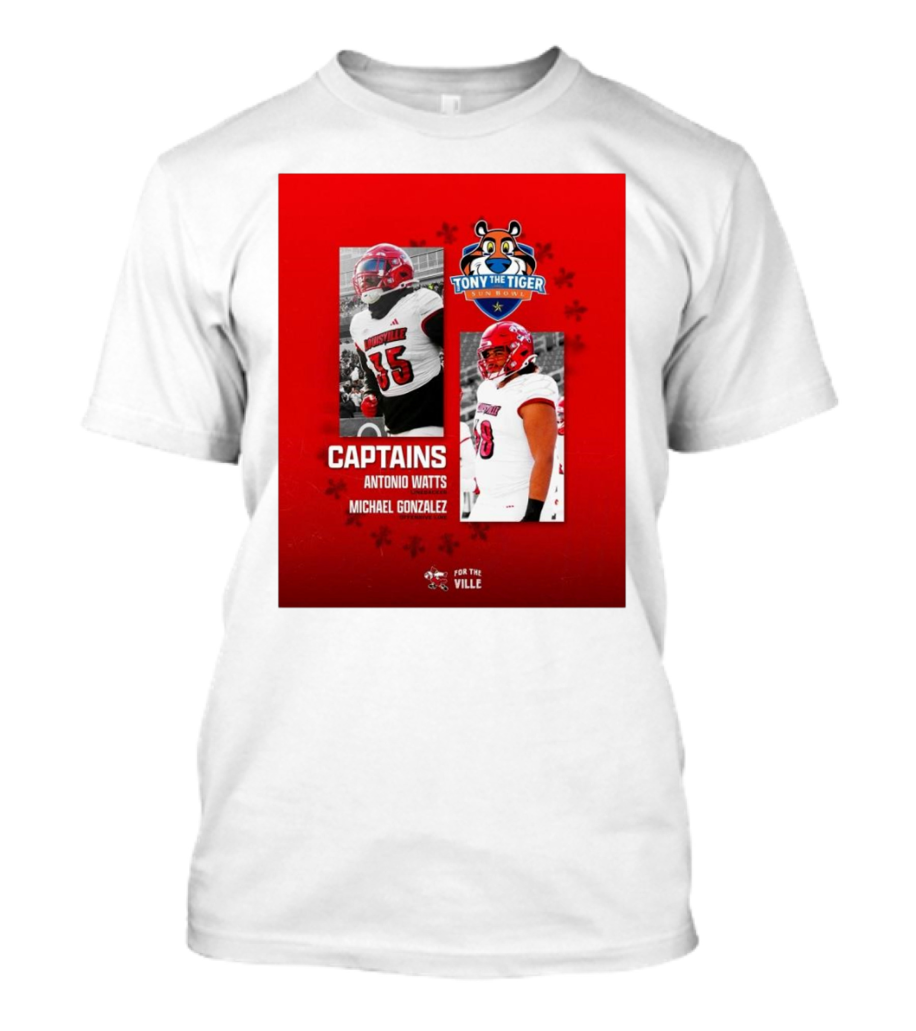 Tony The Tiger Sun Bowl Louisville Cardinals Captains Antonio Watts Michael Gonzalez T-Shirt