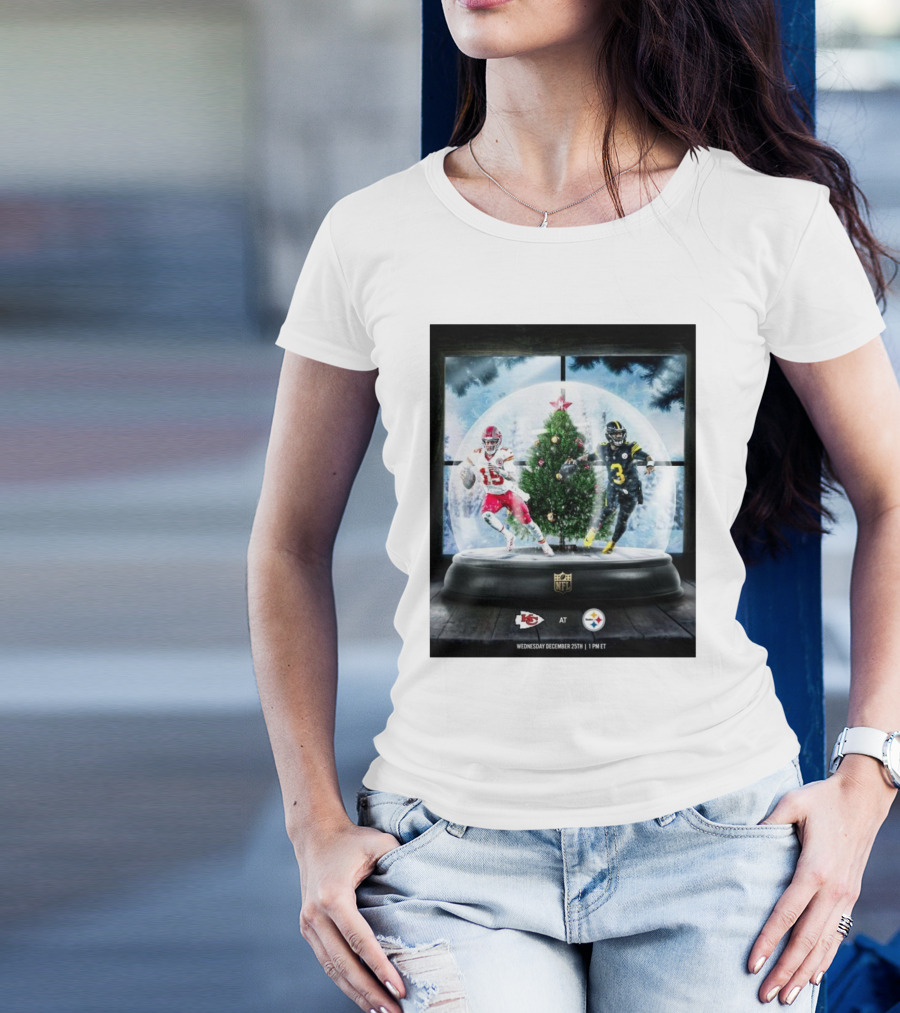Kansas City Chiefs Vs Pittsburgh Steelers NFL Christmas Day Game December 25 1 PM ET Snow Globe T-Shirt