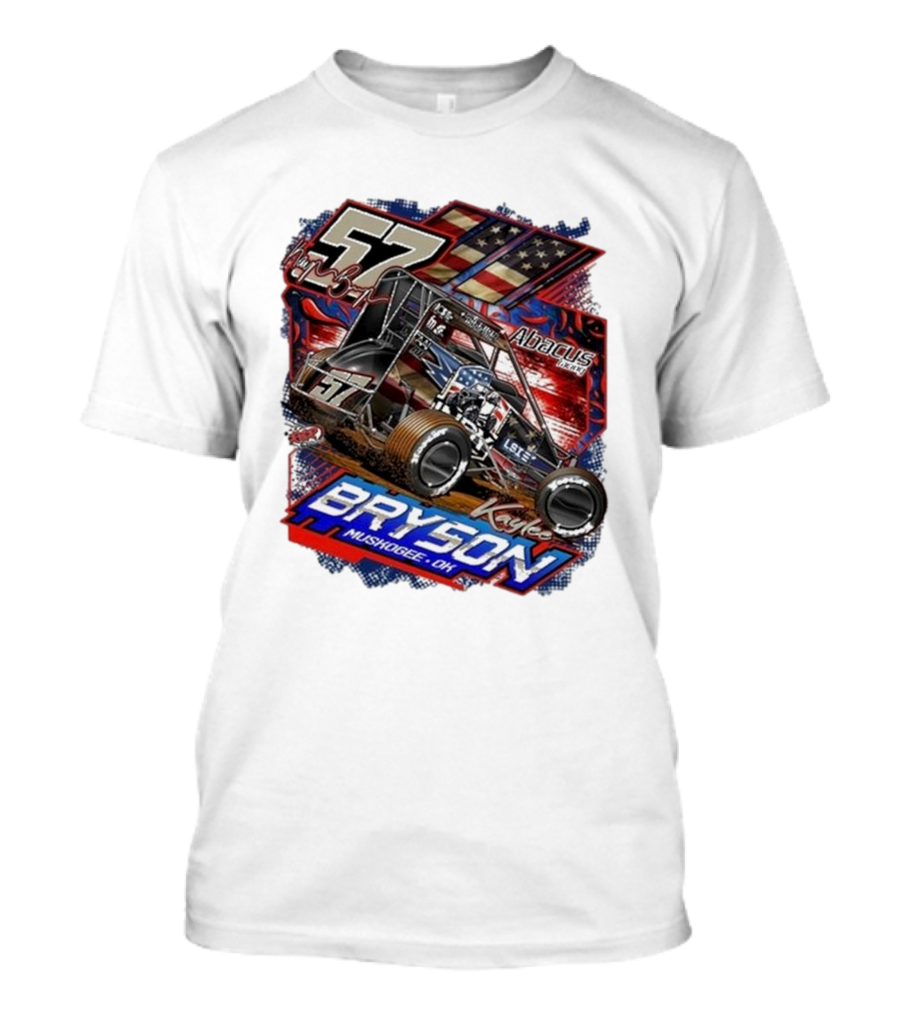 Kaylee Bryson Abacus Racing 57 Car Muskogee OK USA Flag T-Shirt