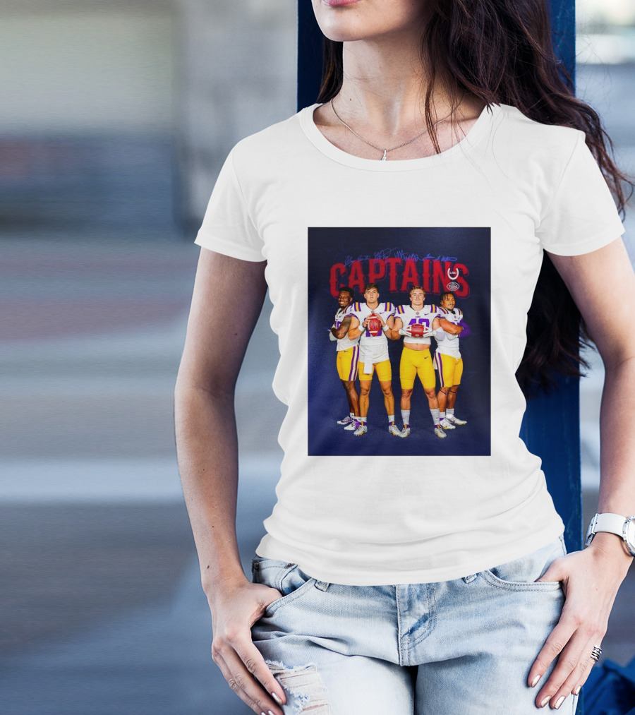 Texas Bowl LSU Tigers Captains Nussmeier Weeks Williams Penn Signatures T-Shirt
