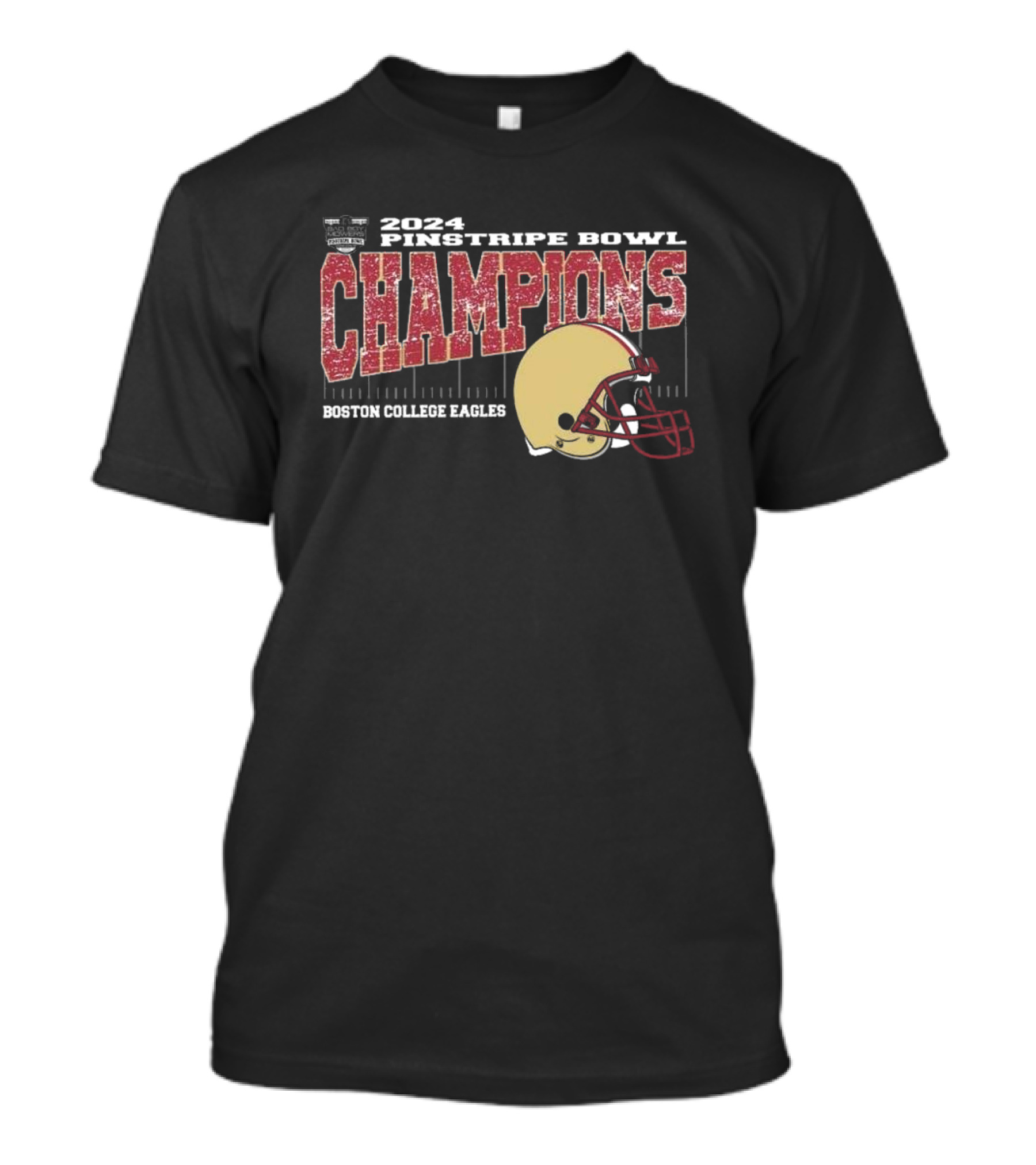 Boston College Eagles 2024 Pinstripe Bowl Champions Vintage Style Helmet T-Shirt