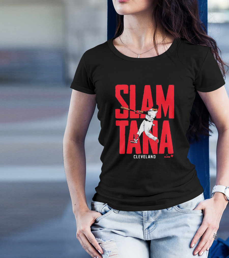 Slamtana Cleveland Guardians MLB Carlos Santana Baseball Player T-Shirt