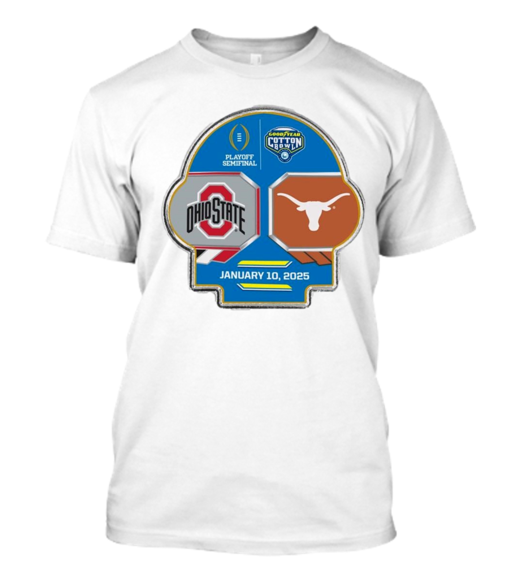 Ohio State Buckeyes Vs Texas Longhorns Playoff Semifinal Goodyear Cotton Bowl January 10 2025 T-Shirt