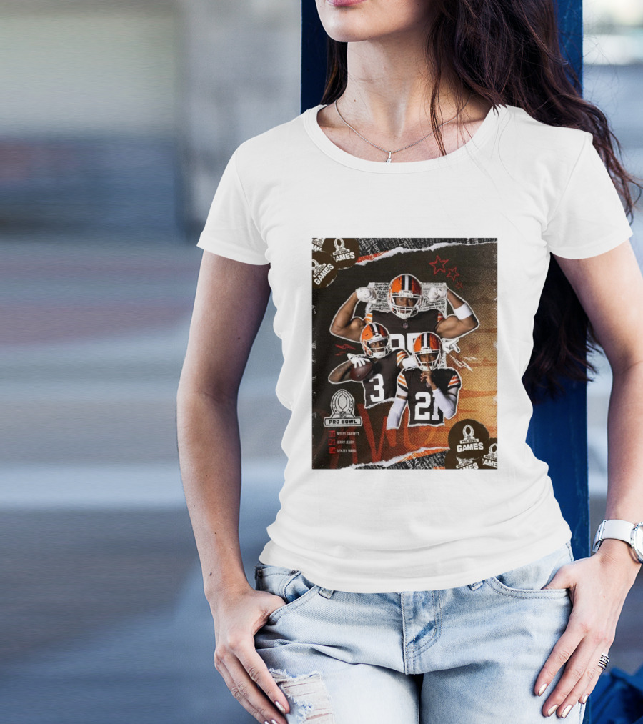Cleveland Browns Myles Garrett, Denzel Ward, Jerry Jeudy Pro Bowl 2025 NFL Games T-Shirt