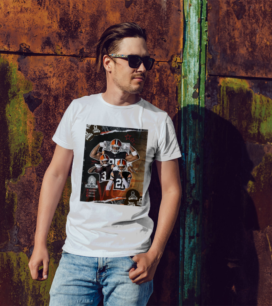 Cleveland Browns Myles Garrett, Denzel Ward, Jerry Jeudy Pro Bowl 2025 NFL Games T-Shirt