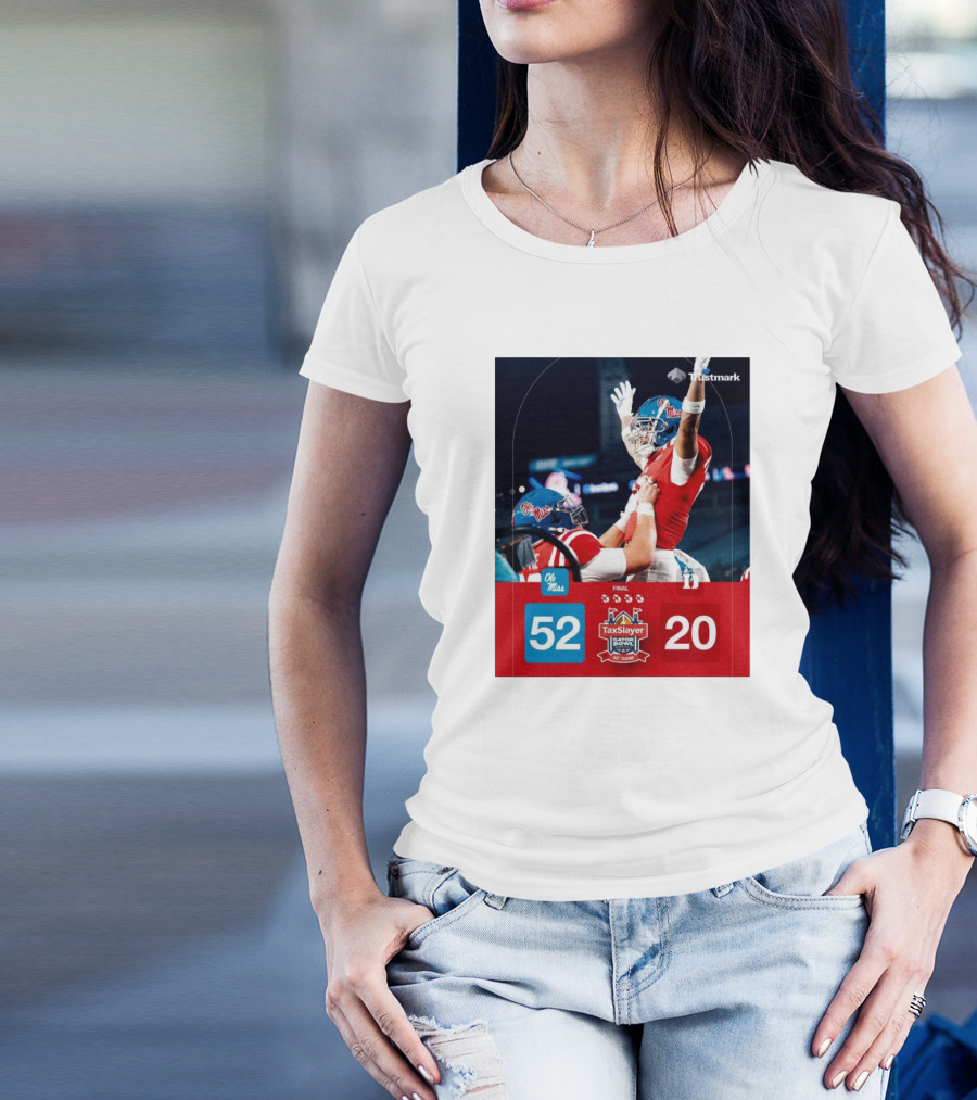 Final Ole Miss 52-20 Victory Duke Blue Devils TaxSlayer Gator Bowl 80th Game T-Shirt