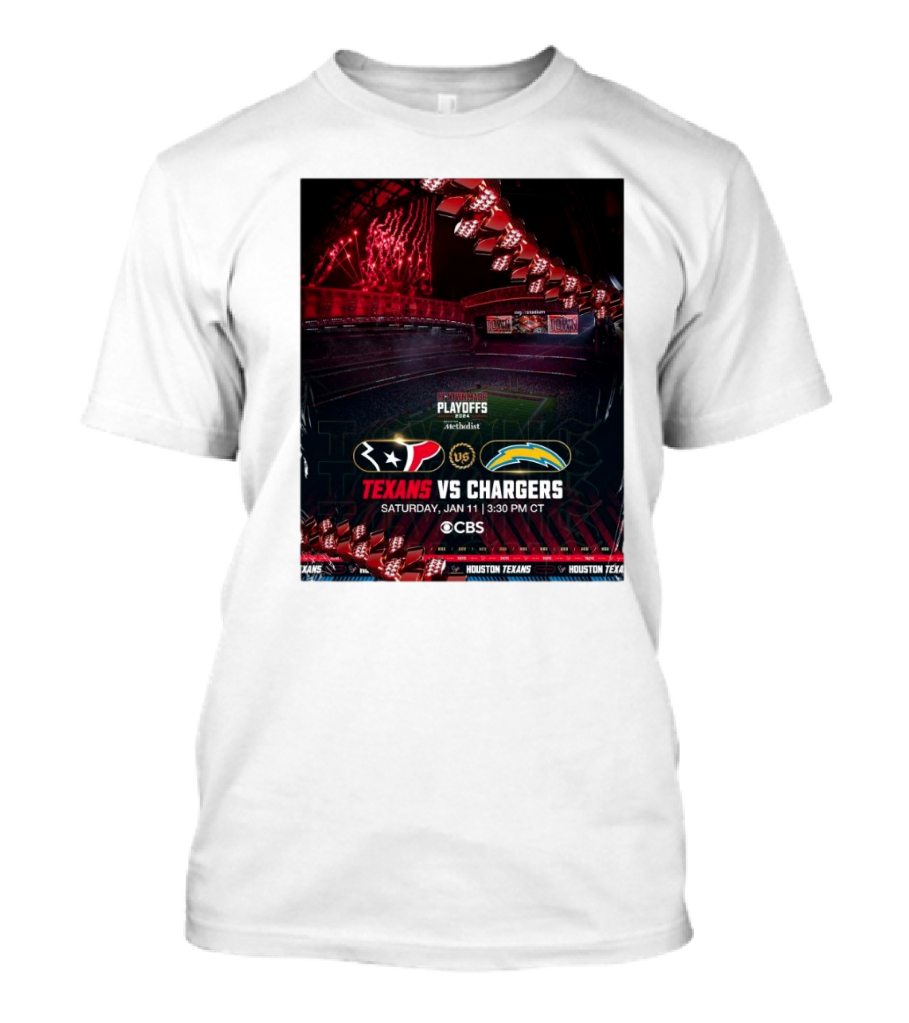 Houston Texans Vs Los Angeles Chargers Playoffs Saturday Jan 11 2025 3:30 PM CT CBS T-Shirt