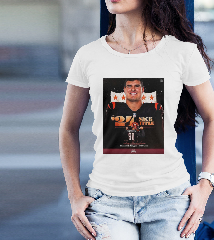 Trey Hendrickson Cincinnati Bengals '24 Sack Title 17.5 Sacks NFL T-Shirt