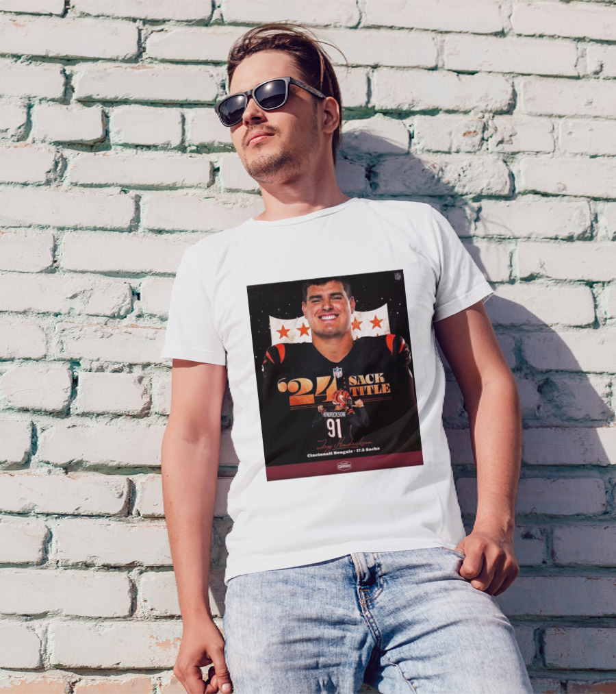 Trey Hendrickson Cincinnati Bengals '24 Sack Title 17.5 Sacks NFL T-Shirt