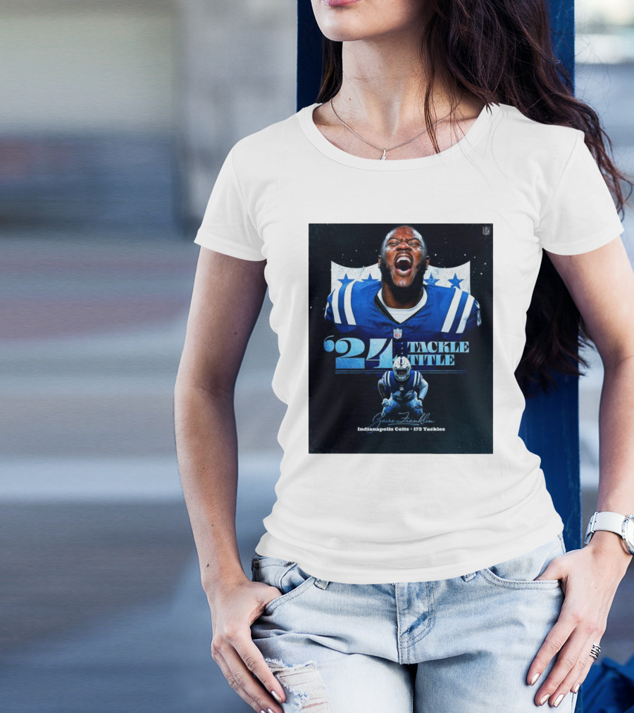 Zaire Franklin Indianapolis Colts '24 Tackle Title 173 Tackles T-Shirt