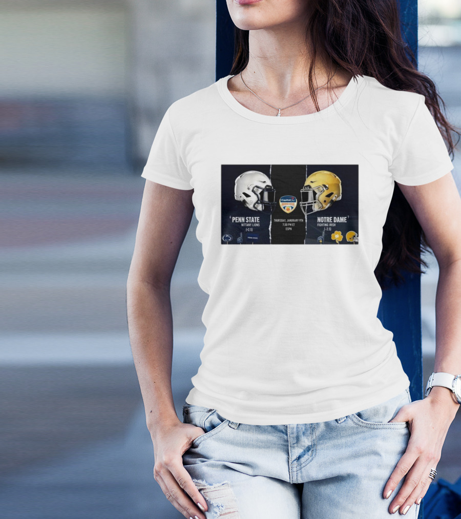 Penn State Nittany Lions Vs Notre Dame Fighting Irish Capital One Orange Bowl Thursday January 9th 2025 Helmet Matchup T-Shirt