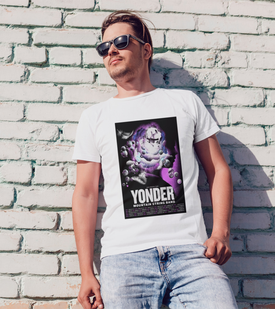 Yonder Mountain String Band 2025 Winter Tour Cosmic Silhouette Park City UT T-Shirt