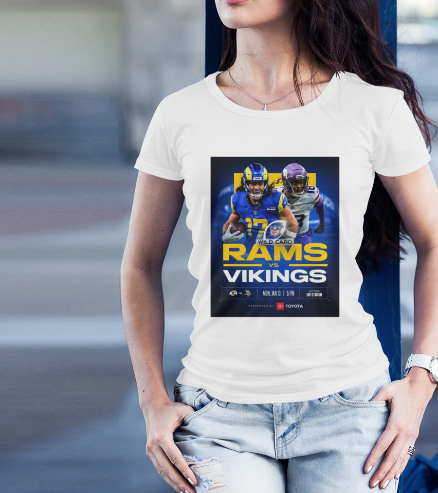 Puka Nacua Los Angeles Rams Vs Minnesota Vikings NFL Wild Card Mon Jan 13 2024 Live From Sofi Stadium Presented By Toyota T-Shirt