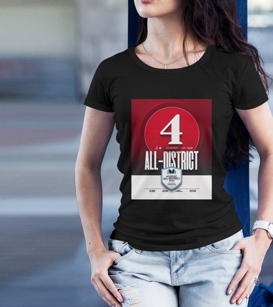 Alabama Crimson Tide Academic All-District Honorees Olaus Alinen Jalen Milroe Qua Russaw Justice Haynes T-Shirt