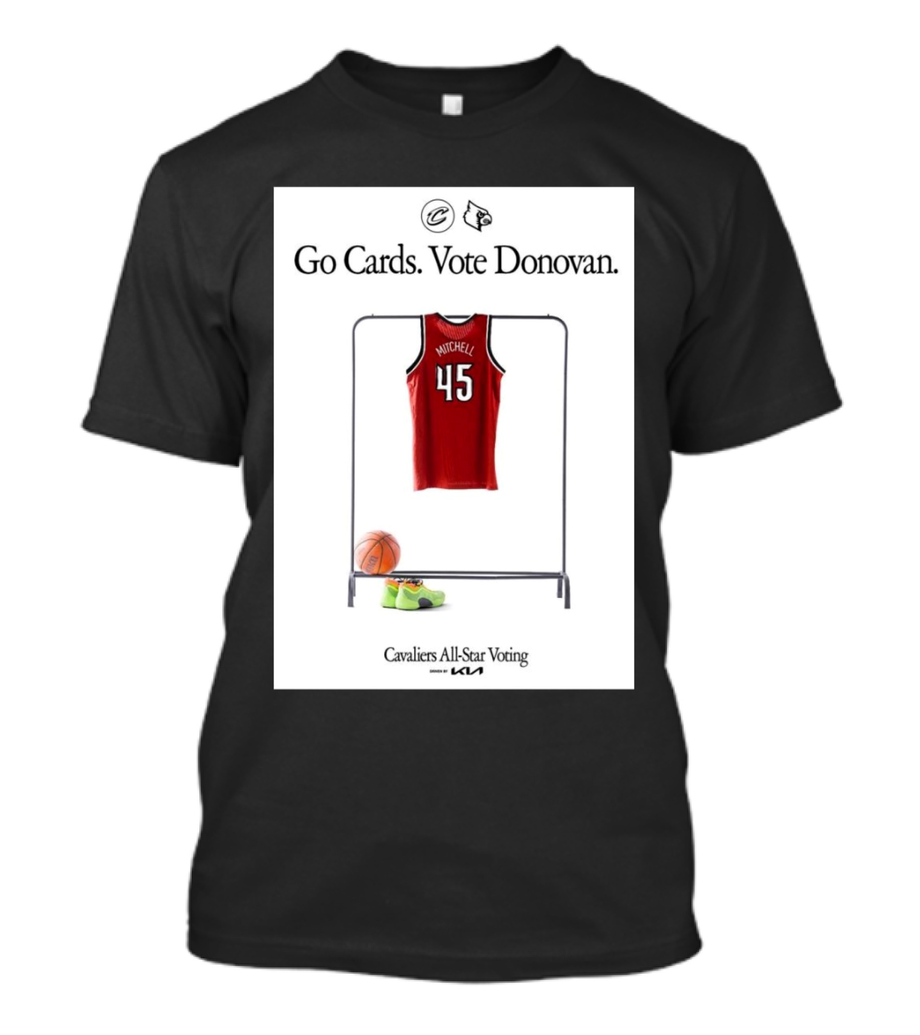 Go Cards Vote Donovan Mitchell 45 Cavaliers All-Star Voting Cleveland Louisville Cardinals T-Shirt