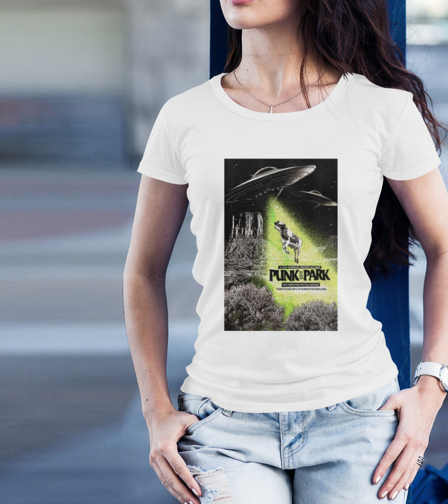 Punk In The Park Chandler Arizona April 12 2025 Wild Horse Pass Festival Grounds Tickets UFO Cow Abduction T-Shirt