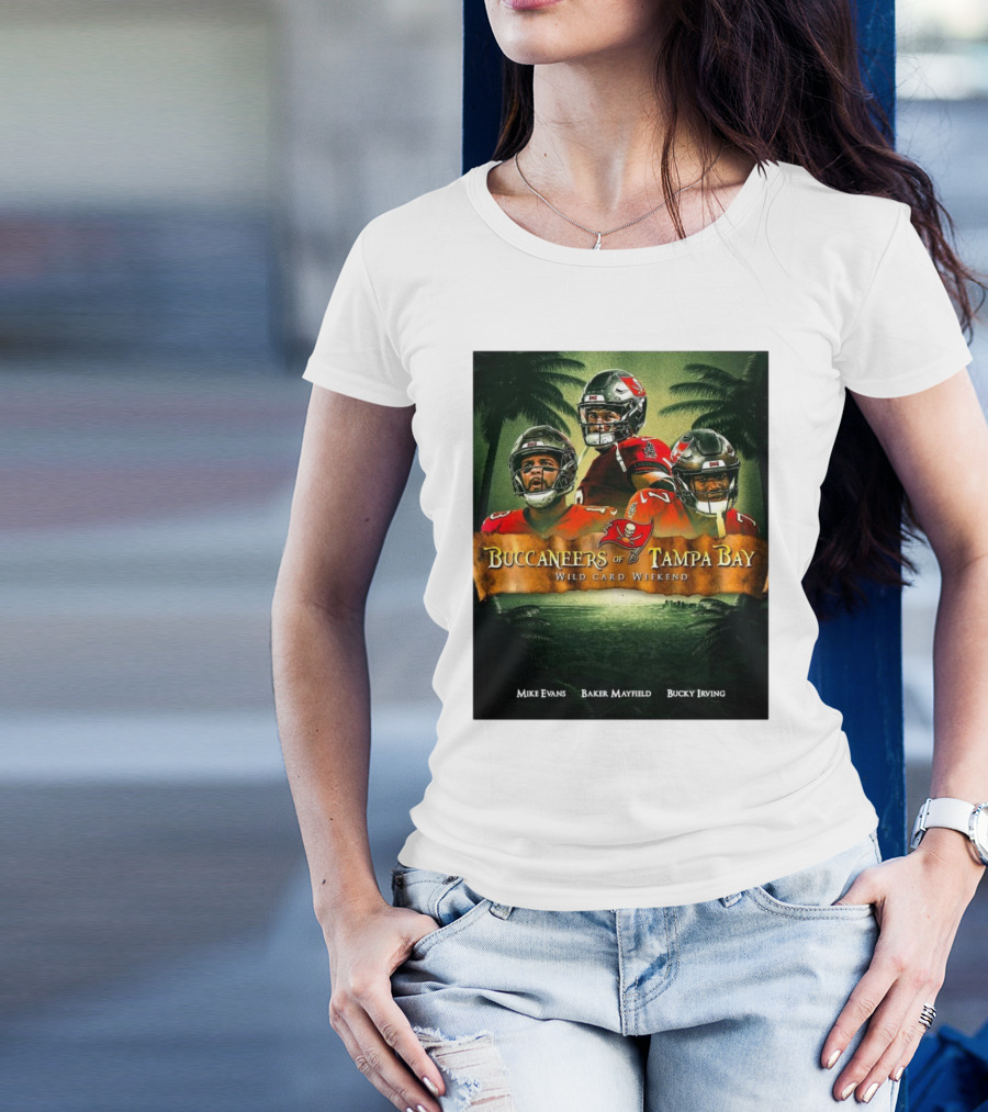 Buccaneers Of Tampa Bay Wild Card Weekend Mike Evans Baker Mayfield Bucky Irving T-Shirt