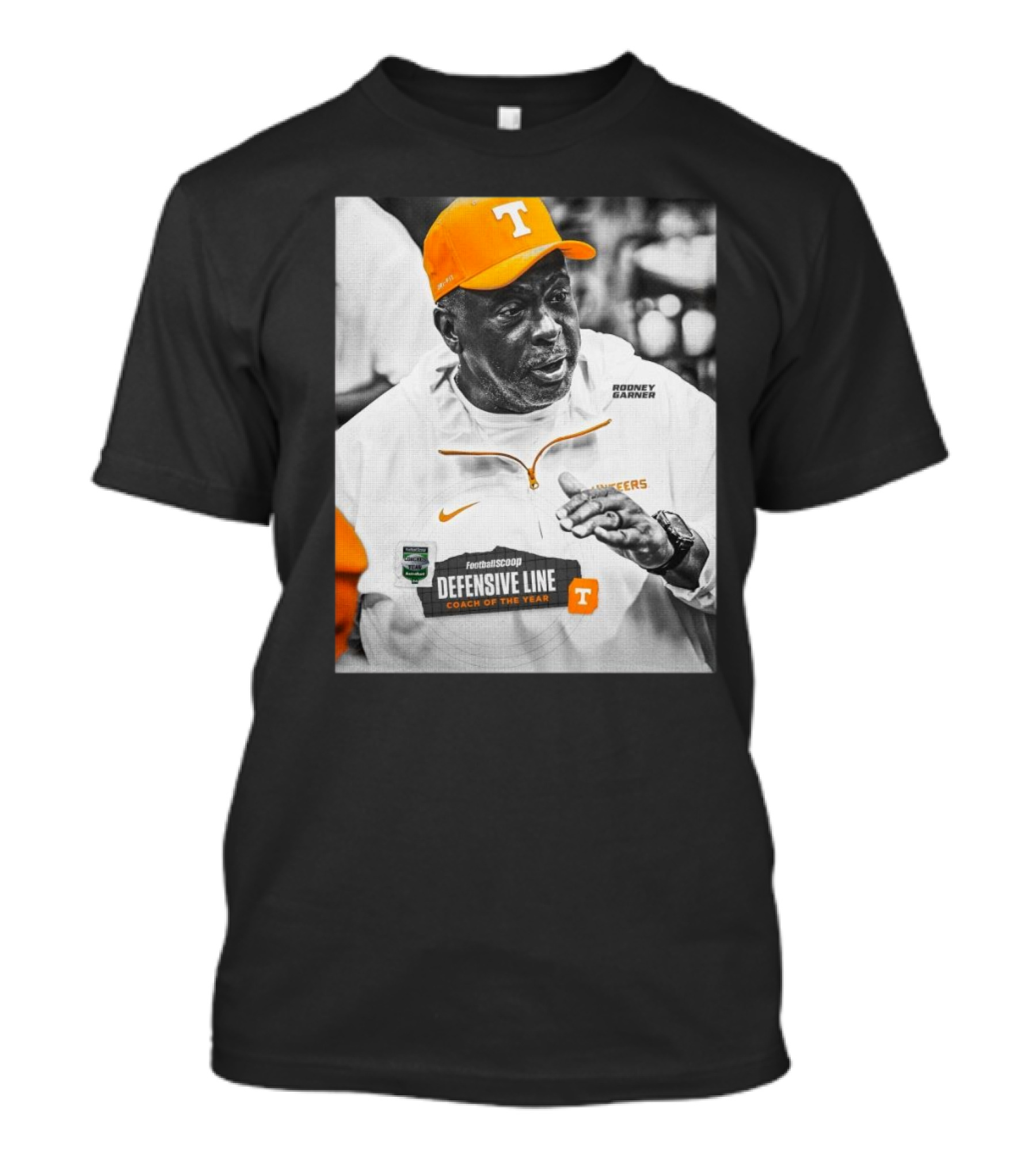Tennessee Vols Rodney Garner FootballScoop Defensive Line Coach Of The Year Orange Cap Jacket T-Shirt