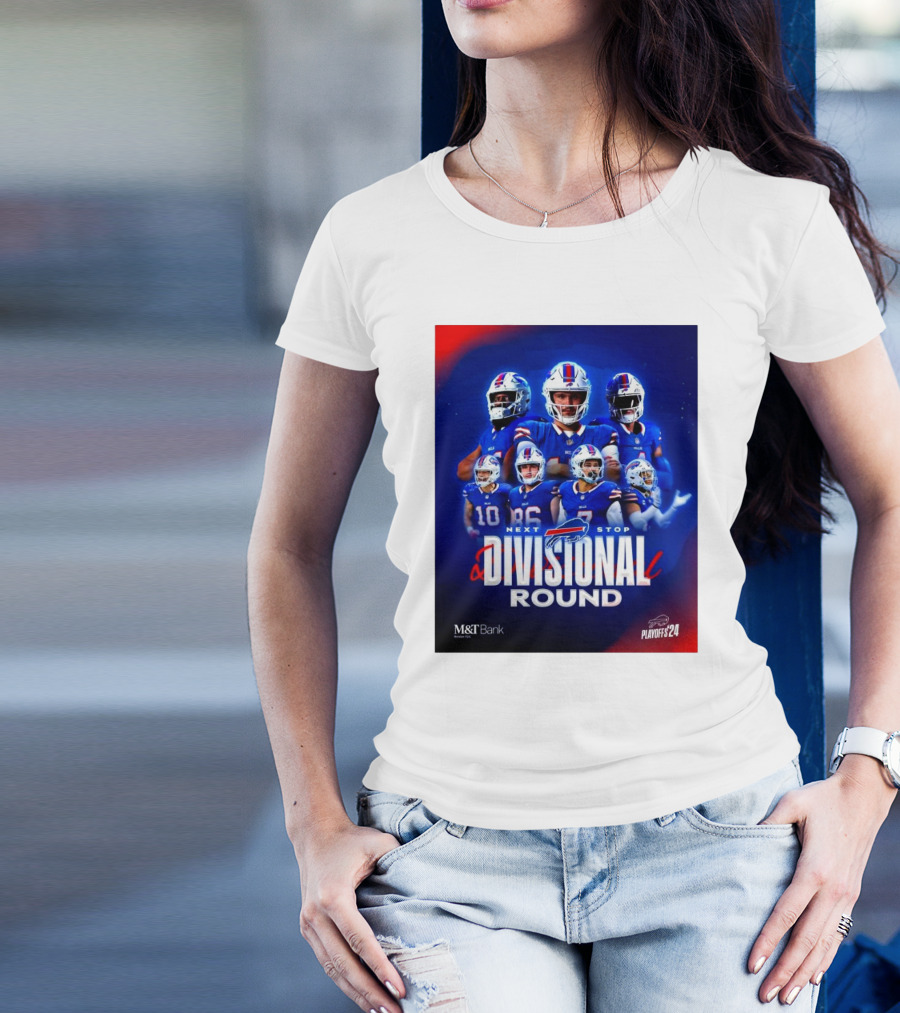 Buffalo Bills Next Stop Divisional Round Playoffs 2024 M&T Bank NFL T-Shirt