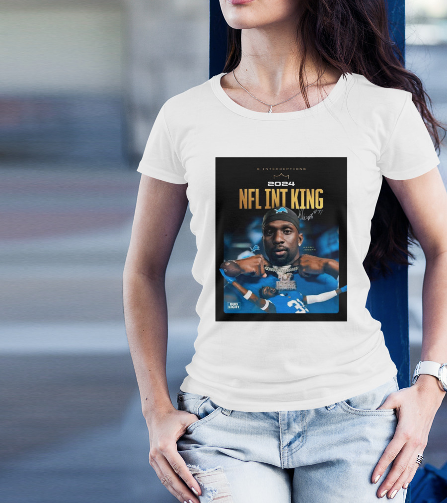 Detroit Lions Kerby Joseph 9 Interceptions 2024 NFL Int King Signature #31 T-Shirt
