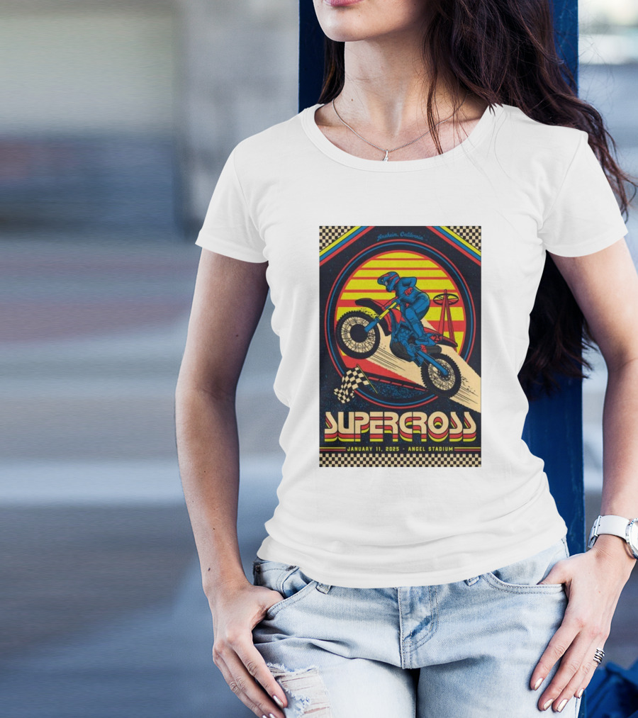 Supercross January 11 2025 Angel Stadium Anaheim California Vintage Motorcycle Motocross Racing T-Shirt