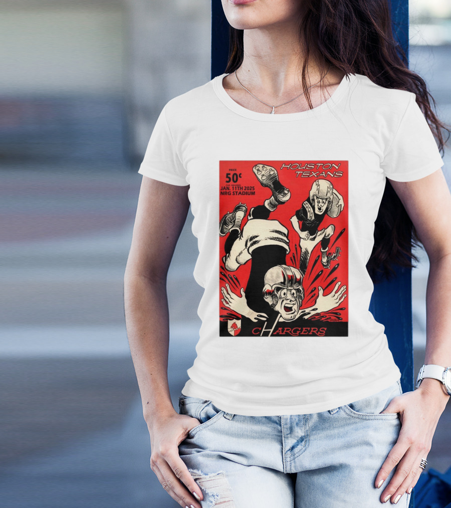 Houston Texans Vs Chargers Jan 11th 2025 NRG Stadium 50¢ Cartoon T-Shirt