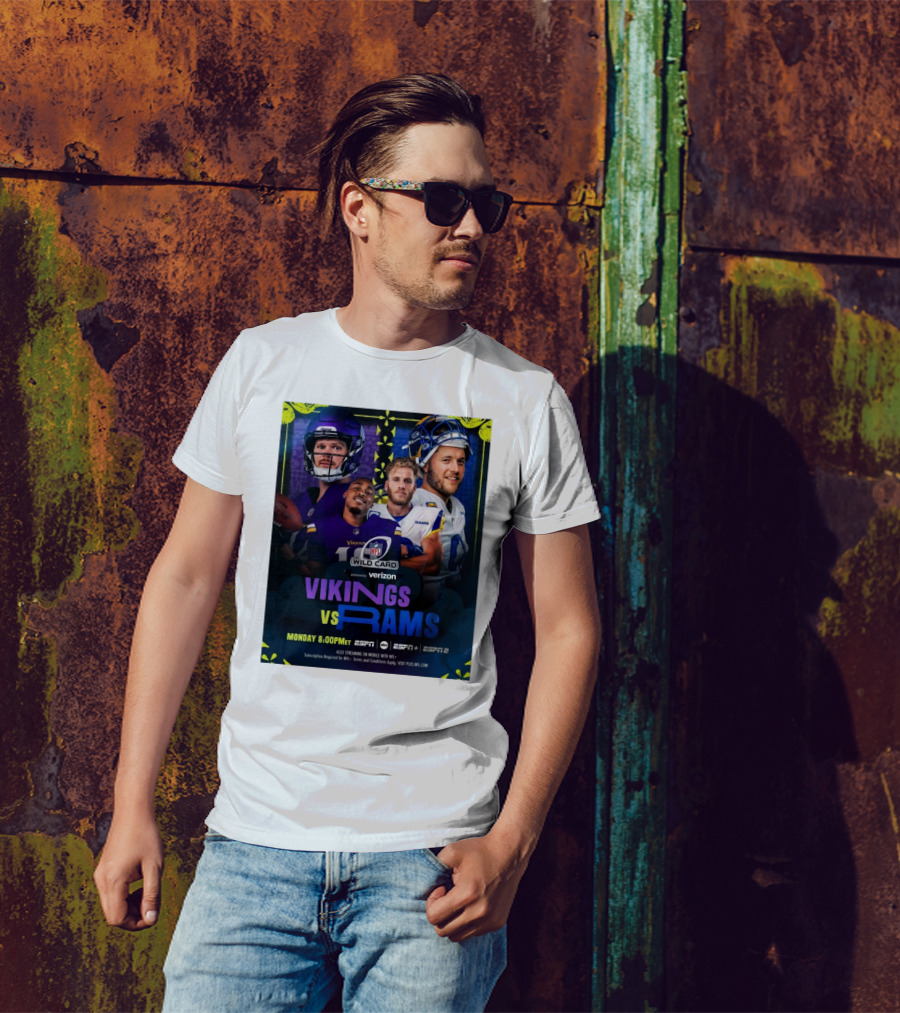 Vikings Vs Rams NFL Wild Card Monday 8:00PM ET ESPN ESPN2 Verizon T-Shirt
