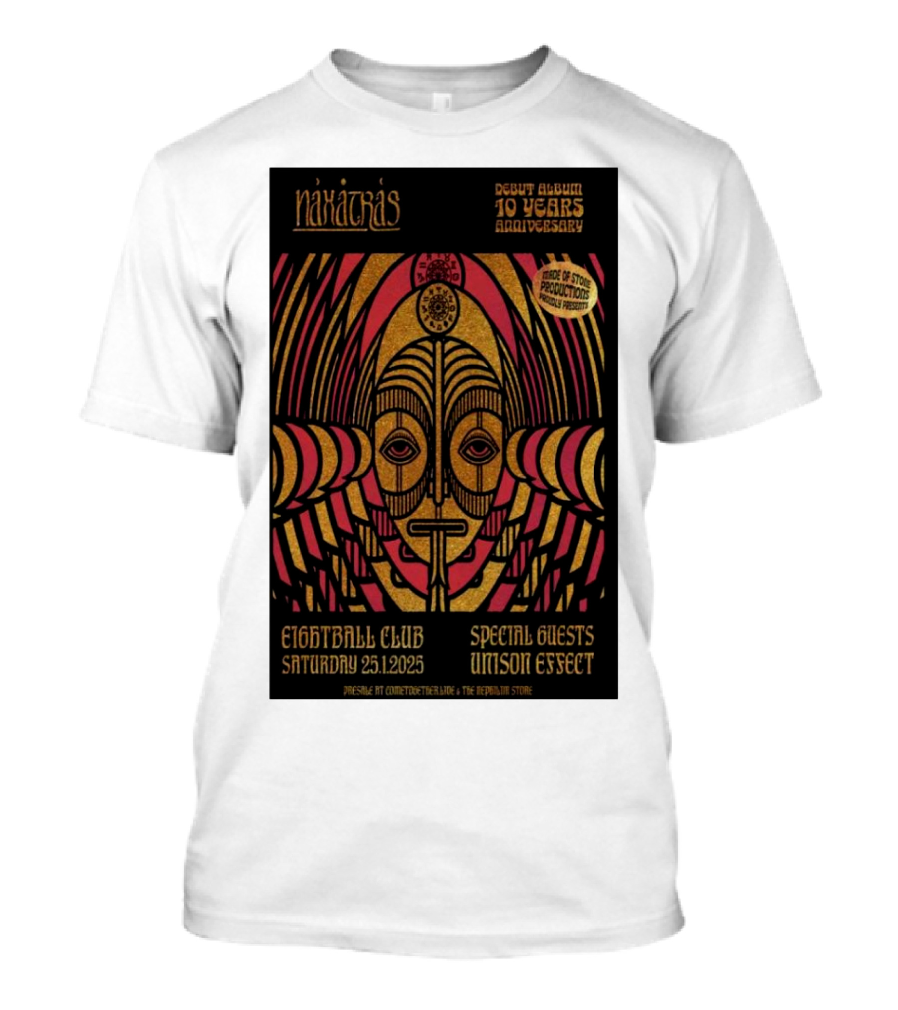 Naxatras Eightball Club Special Guests Unison Efseet January 25 2025 Tour Greece 10 Years Anniversary T-Shirt