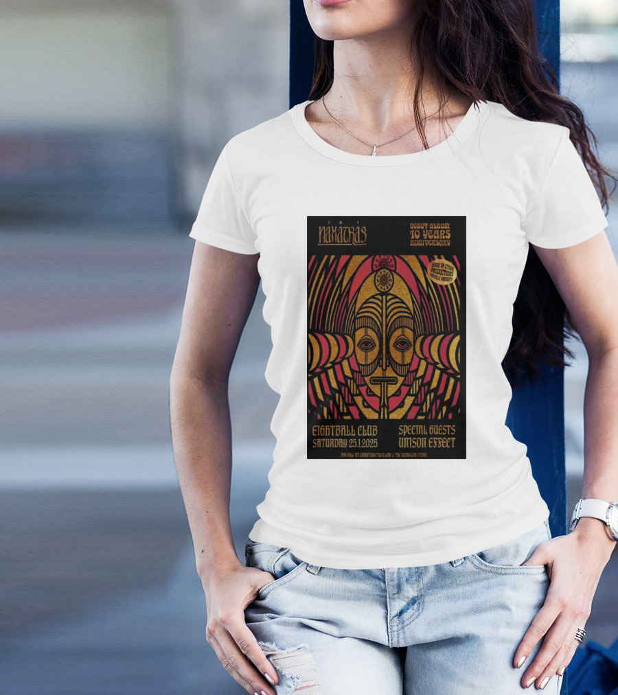 Naxatras Eightball Club Special Guests Unison Efseet January 25 2025 Tour Greece 10 Years Anniversary T-Shirt