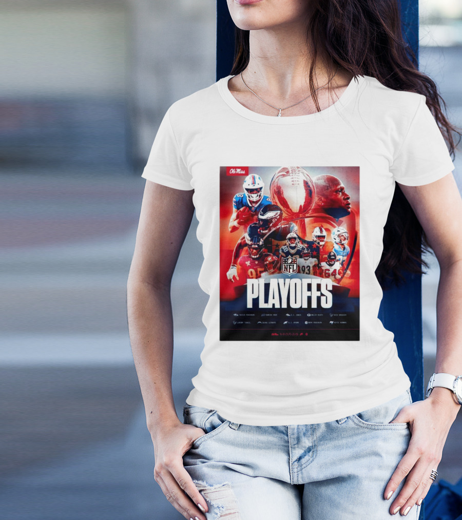 Ole Miss Rebels NFL Playoffs Players Tavius Robinson Dawson Knox Malik Heath D.J. Jones Nick Broeker T-Shirt
