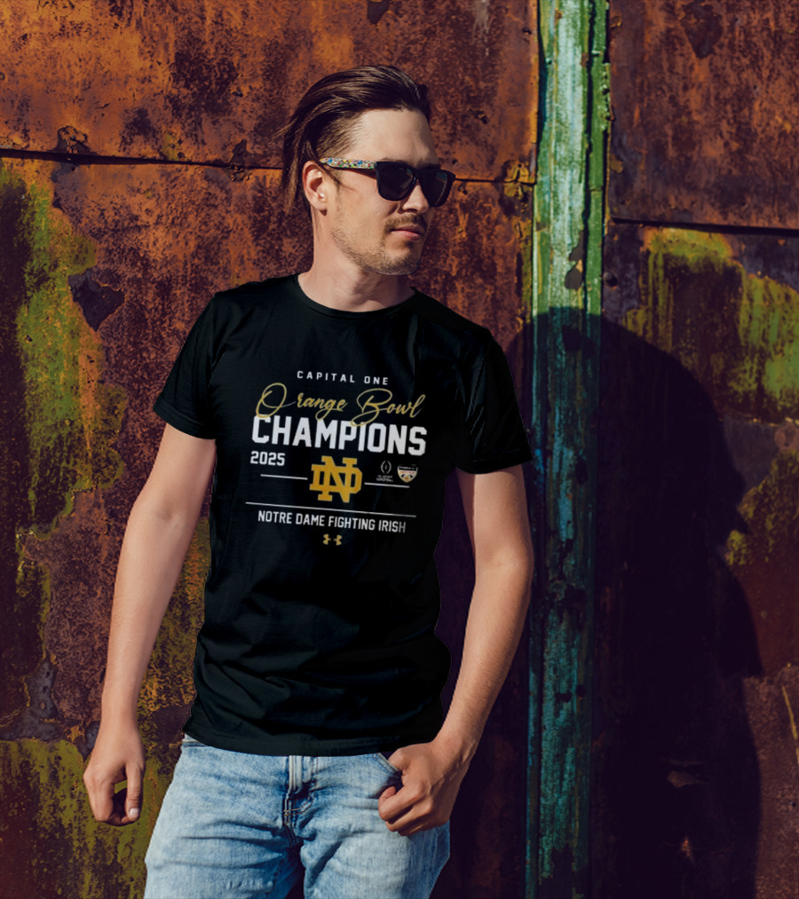Notre Dame Fighting Irish 2025 Capital One Orange Bowl Champions Football T-Shirt
