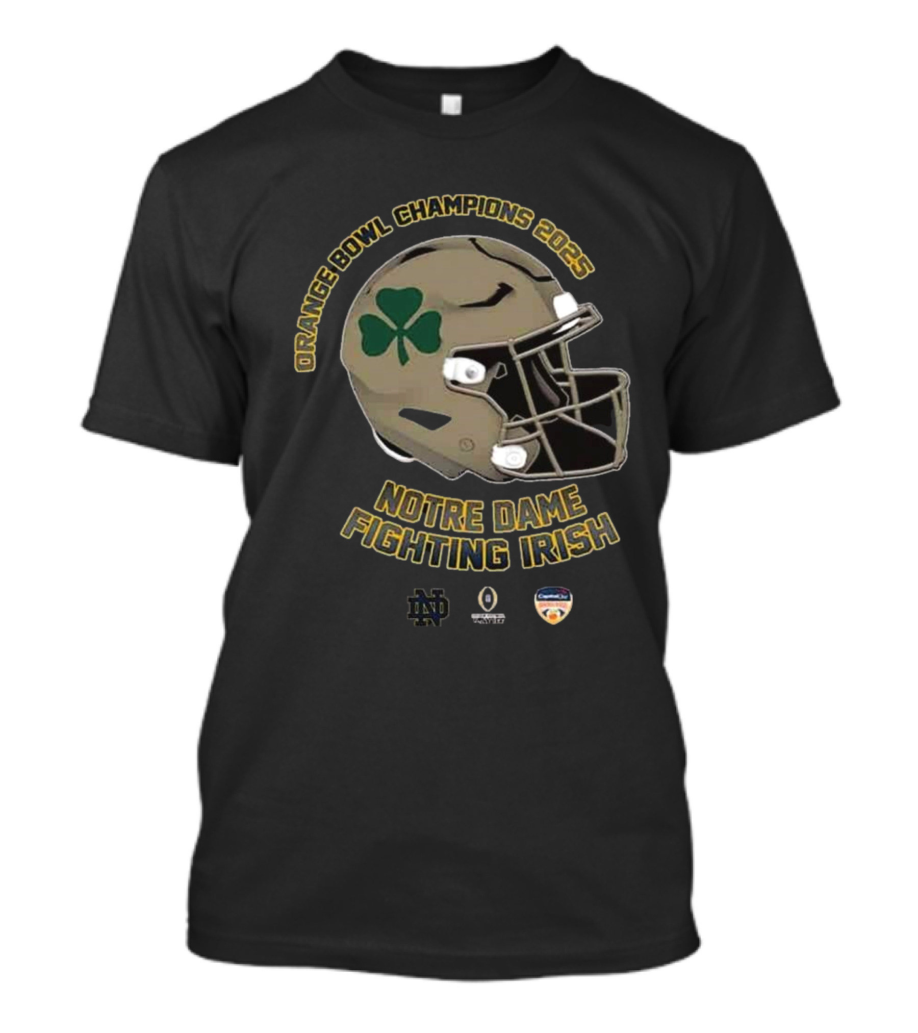 Orange Bowl Champions 2025 Notre Dame Fighting Irish Helmet Logo Football Victory T-Shirt