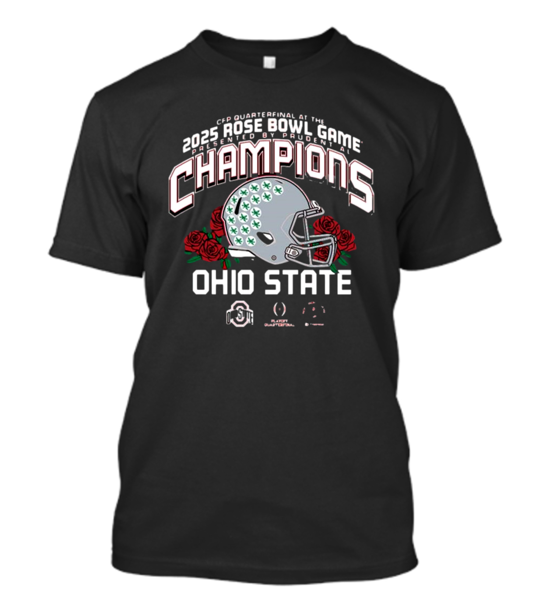 2025 Rose Bowl Game CFP Quarterfinal Champions Ohio State Helmet Roses T-Shirt