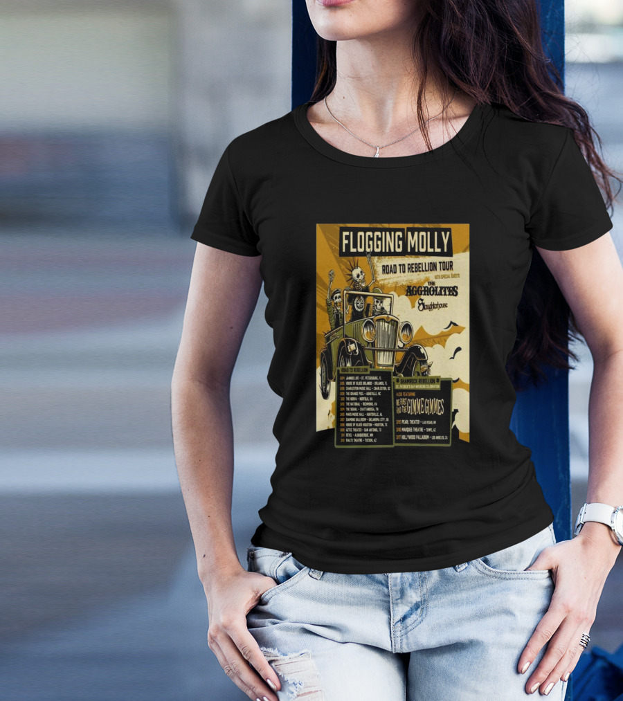Flogging Molly Road To Rebellion Tour 2025 Featuring The Aggrolites And The Skatune House T-Shirt