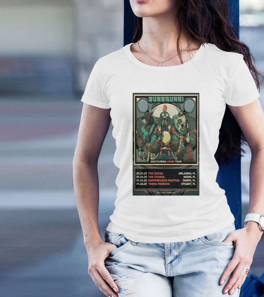 Sunsquari Florida Grind Tour 2025 The Social The Citadel Shipwrecked Festival Terra Fermata Orlando Miami Tampa Stuart T-Shirt